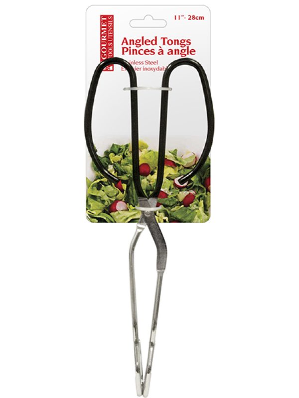 Stainless Steel Angled Tongs with Vinyl Handle