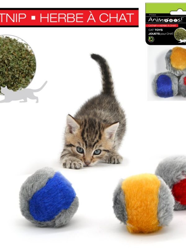3pk Fuzzy Ball Stuffed With Catnip