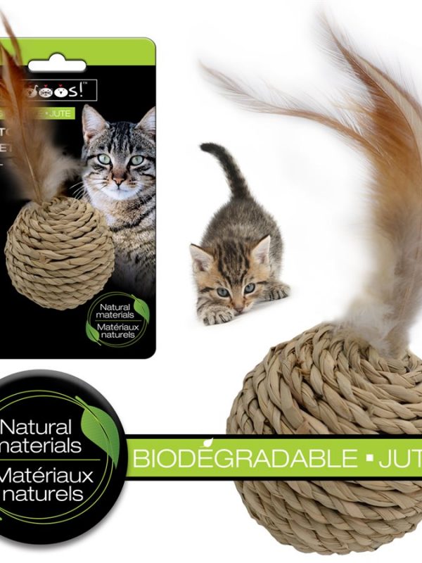 Cat Ball In Jute With Feather